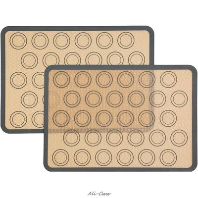 2pcs Non Stick Silicone Dough Macaroon Tray Oven Baking Fond