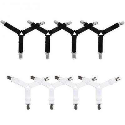 Clip Mattress Bed-Sheet Chrome Bedding 4pc Clips-Band-Holder