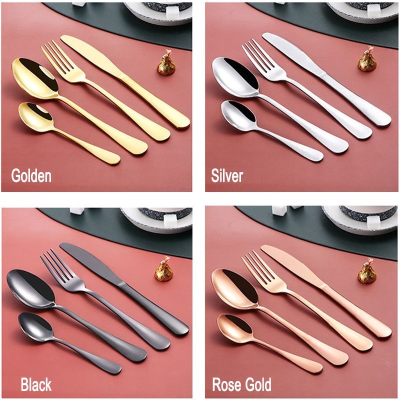 24 PCS Rainbow Tableware Non-fading Flatware Set Cutlery Sta