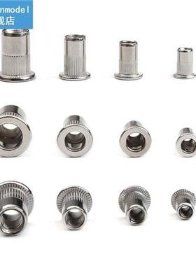 200Pcs Rivet Nut Set 304 Stainless Steel Flat Head Threaded