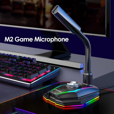 USB Sound Card RGB Microphone Computer Gaming Mic With Speak