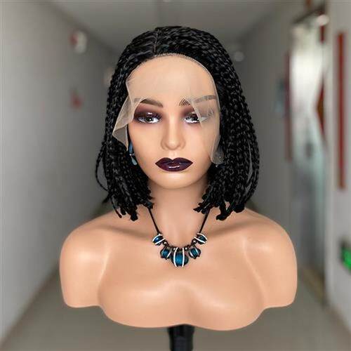 Short Bob Braided Wigs Side Part Lace Front Box Braid Wigs S