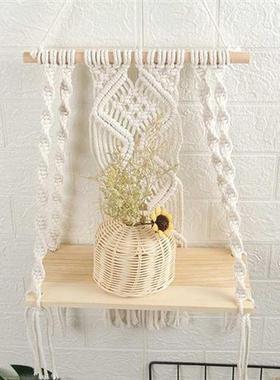 Boho Macrame Wall Hanging Shelf Handmade Woven Tassel Tapest