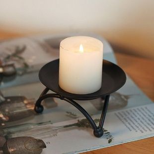Iron Candle Tray Columnar Candle Holder Black Candle Tray