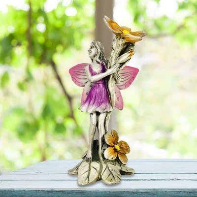 Metal Flower Fairy Sculpture Art Statues Electroplating
