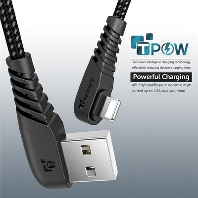 TIEGEM 90 DEGREE USB Cable For iPhone X 8 7 6 5 6s plus Cab