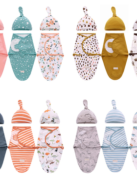 Newborn Swaddle Wrap   Hat Cotton Baby Receiving Blanket Bed
