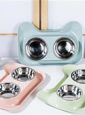 1Pc Durable Double Stainless Steel Dog Cat Bowls With
