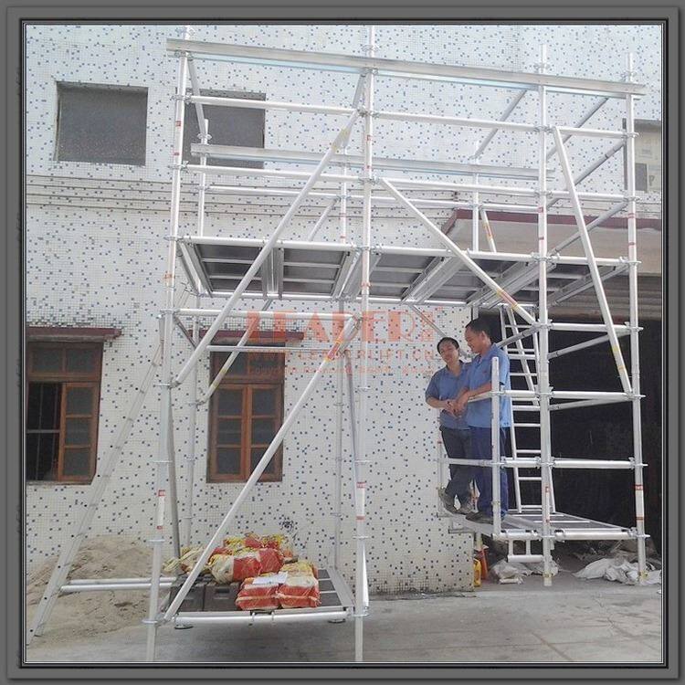 搭建外墙悬空工作架 选用gn50铝合金脚手架系统 稳固安全可靠