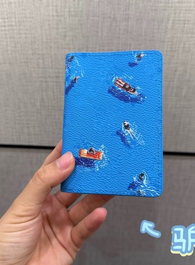 【过y版自主现货】新款纯小牛皮游泳蓝色信用卡包护照夹男女同款