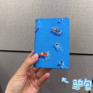 【过y版自主现货】新款纯小牛皮游泳蓝色信用卡包护照夹男女同款