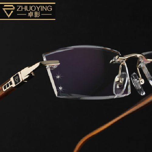 卓影无框老花眼镜男女款式时尚钻石切边树脂防辐射抗疲劳老光眼镜