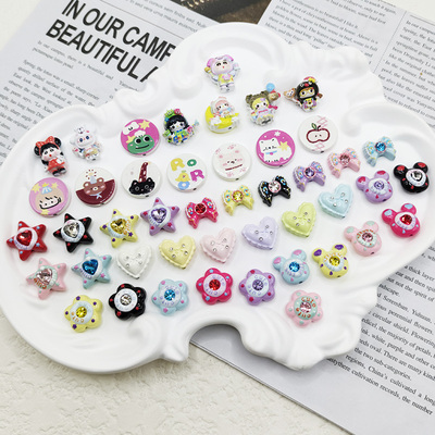 【65包邮】合金点钻熊头蝴蝶结五瓣花花五角星DIY手作饰品配件