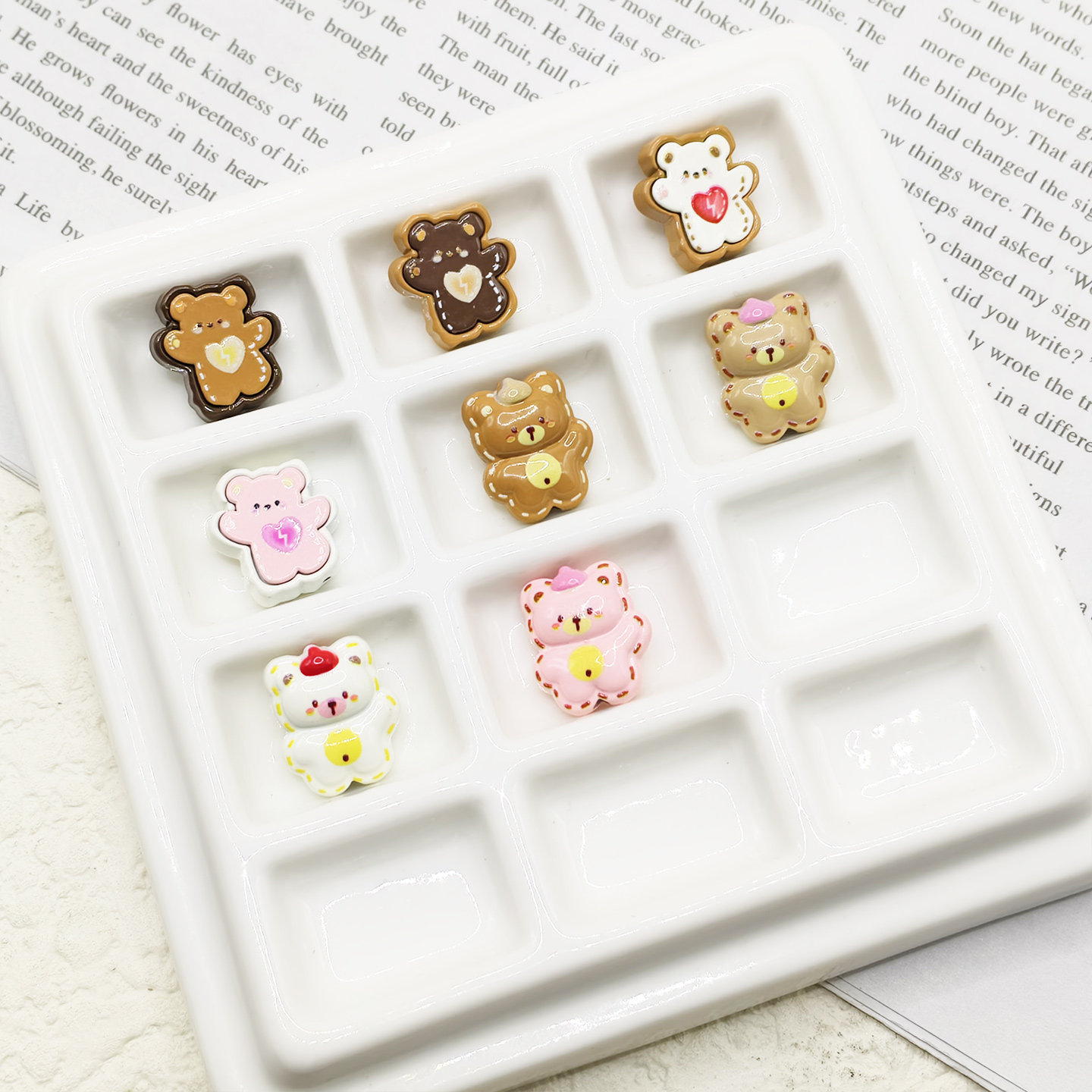 【65包邮】合金双面饼干小熊线条小熊DIY饰品配件手作材料串珠