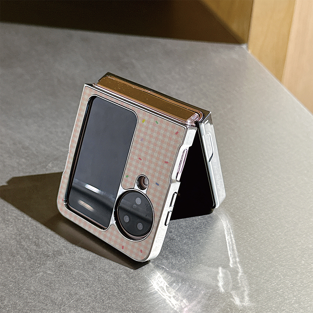 格纹耳机米菲兔皮纹折叠屏手机壳