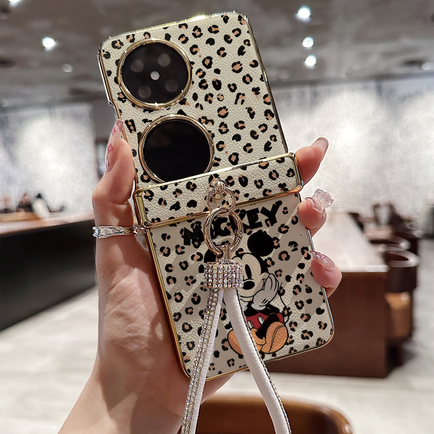 个性豹纹米奇皮纹折叠屏手机壳