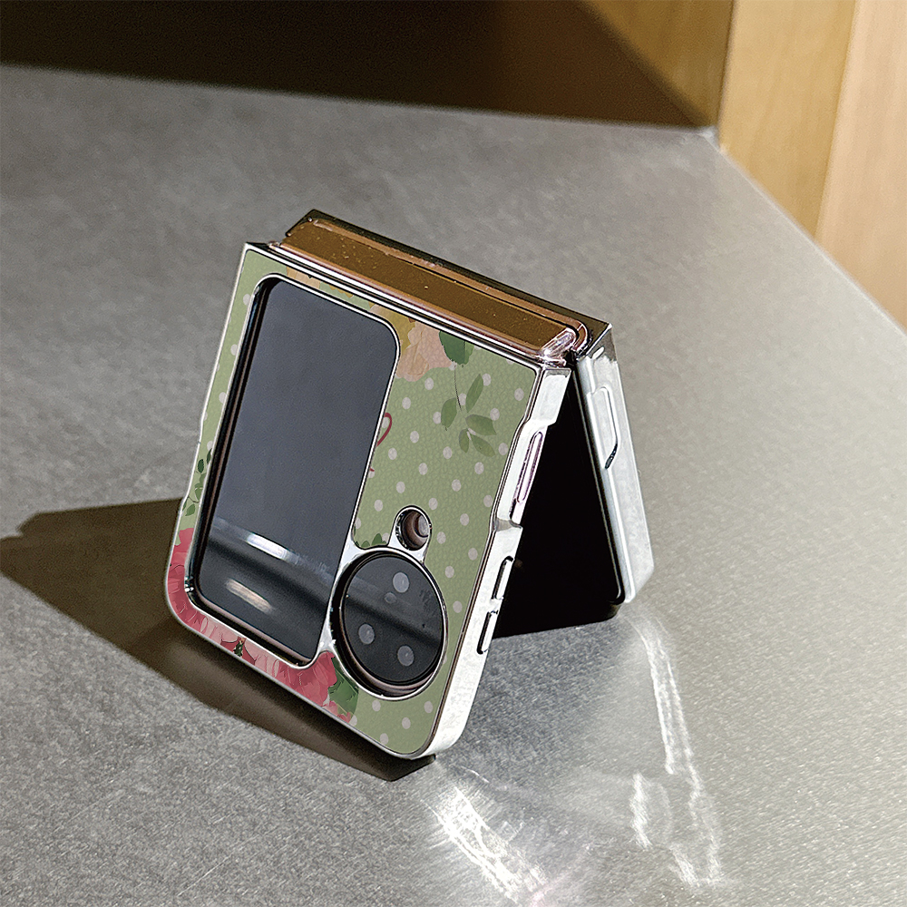 波点蝴蝶小鹿皮纹折叠屏手机壳