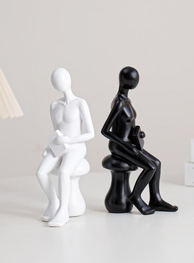 快速发货北欧简约黑白艺术人物书挡摆件家居客Q厅书房书桌书立书