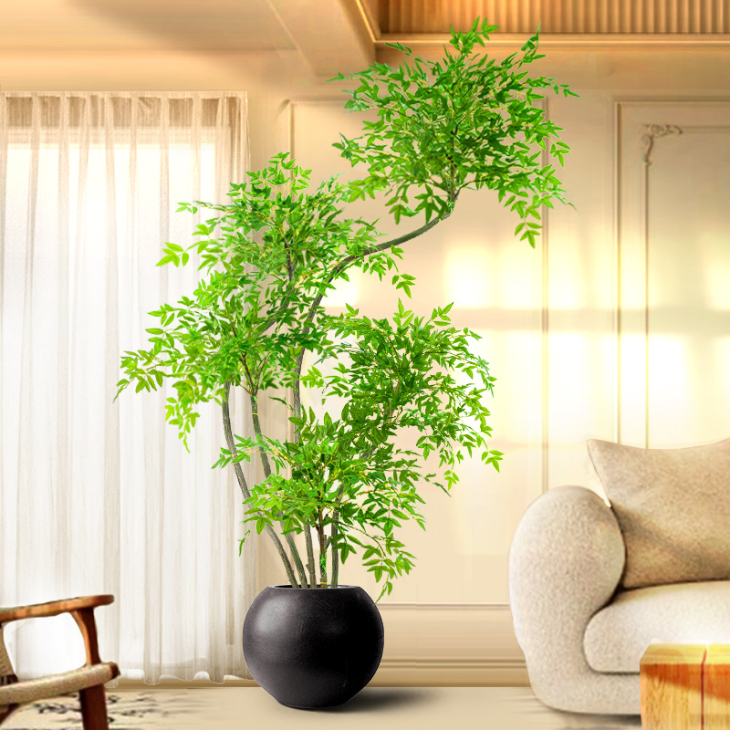 速发南天厅绿油高端轻奢大型室内客竹沙发边装饰奶植风仿生假植物