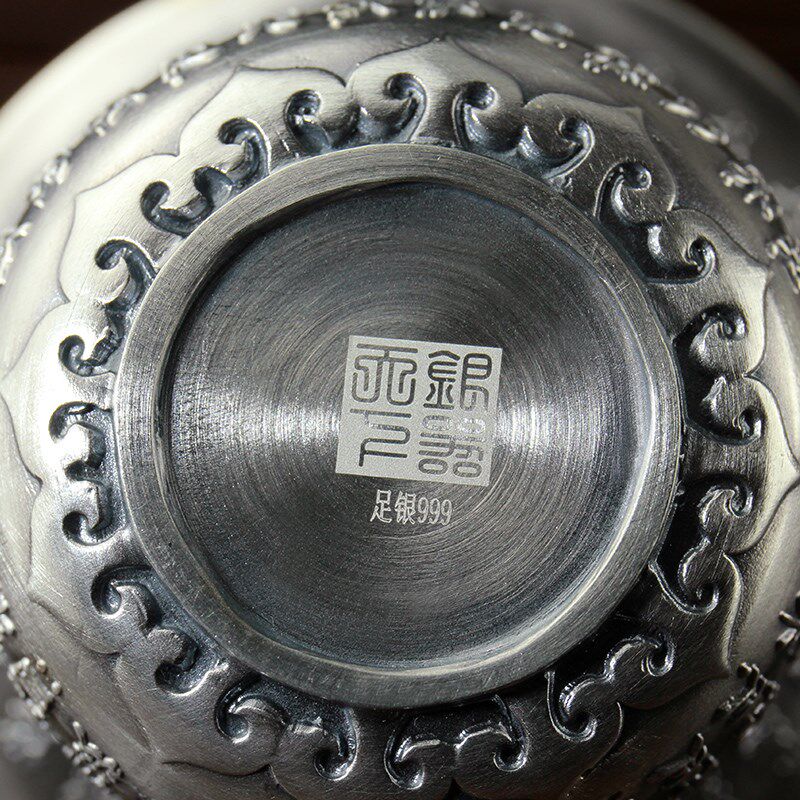 快速发货家居工艺纯银9r9供水碗观音心经水杯桌面摆放创意民族风