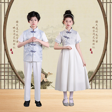 六一大合唱演出服男童中山装儿童钢琴演奏礼服装女童公主裙中国风