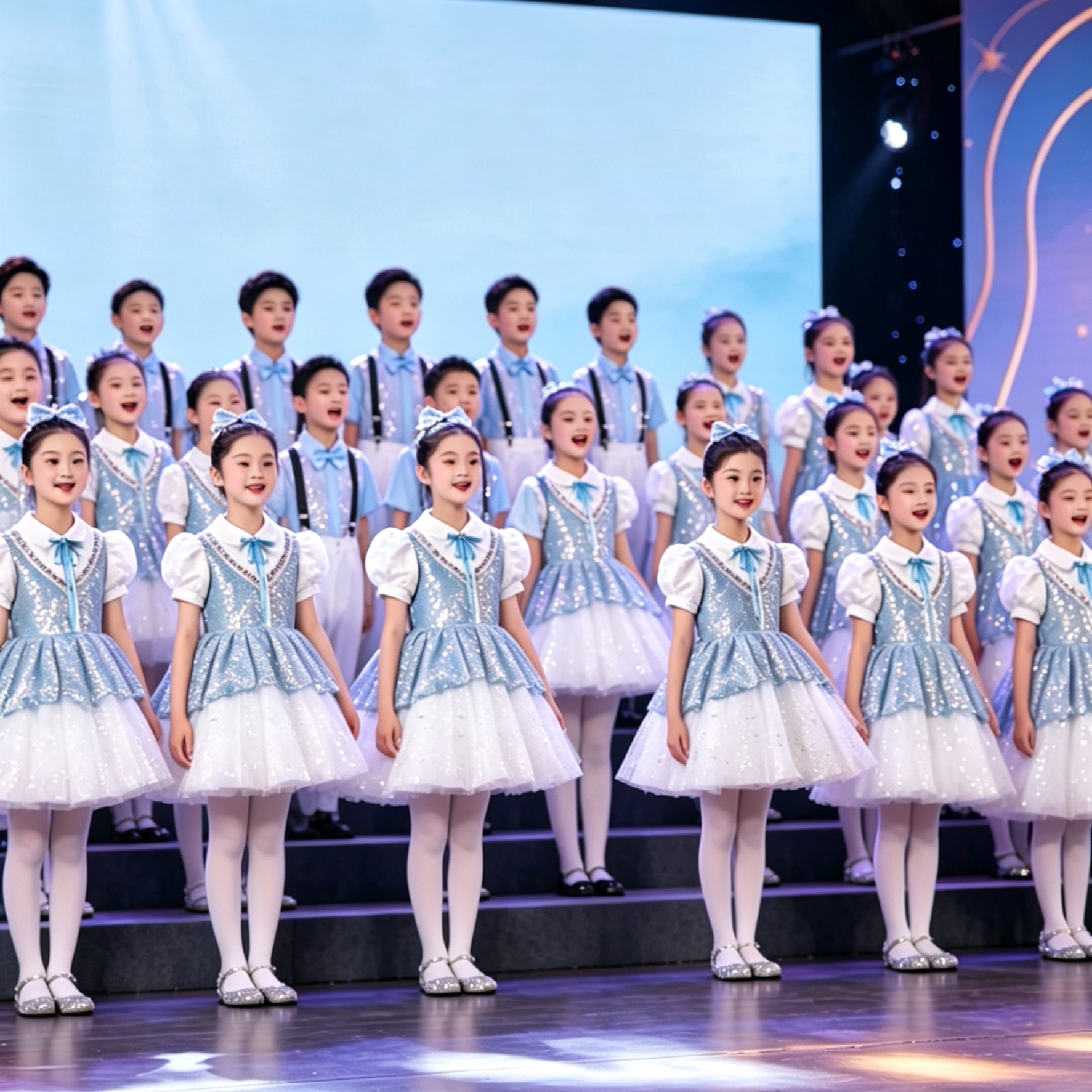 六一儿童演出服男女童合唱表演服中小学生演讲朗诵主持人演出服装图片
