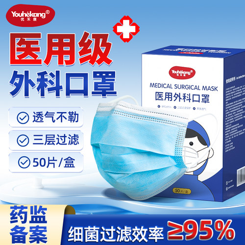 医用外科一次性口罩50片一盒
