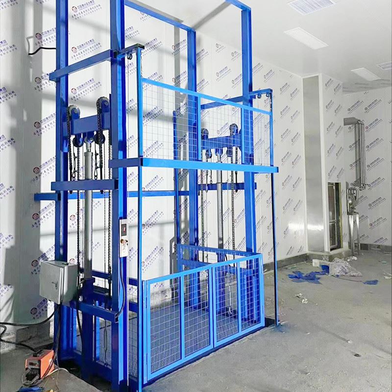 多层厂房上货提升机导轨式防坠液压升降平台无机房电动升降3T货梯