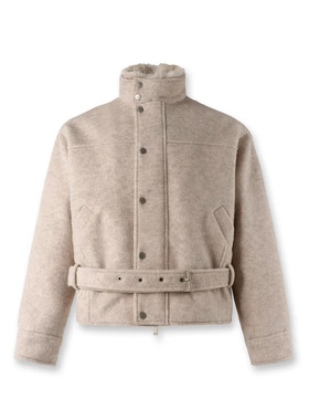 ASCA 2026FW 绑带羊毛夹克 正肩利落版型 可调节立领 加厚外套