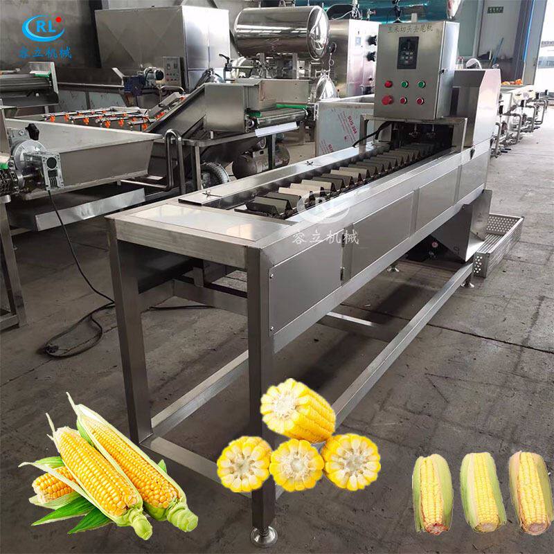 商用鲜玉米去头去尾机 输送式水果玉米切头设备 全自动玉米切段