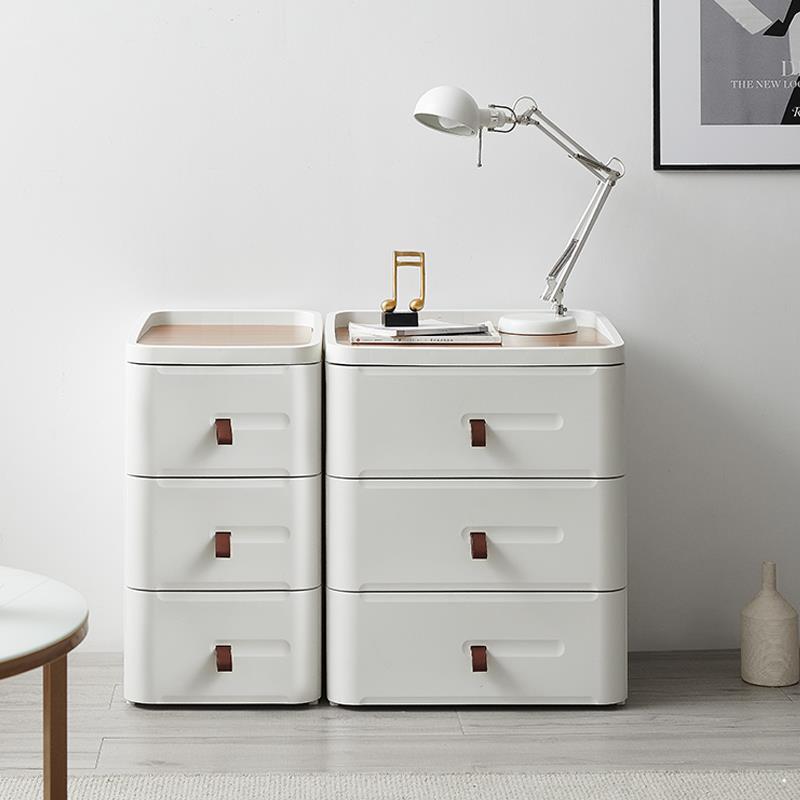 www客厅床头柜小型日式客厅卧室靠墙抽屉式塑料收纳柜子加厚款收