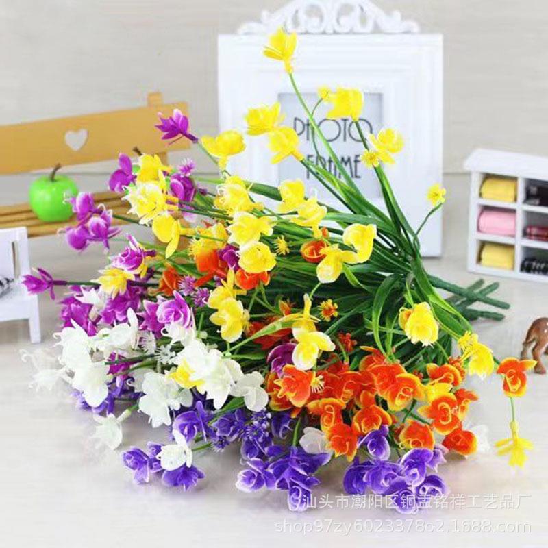 现货仿真塑料蝴蝶兰仿真假花兰花摆件道具盆栽插花7叉春草花