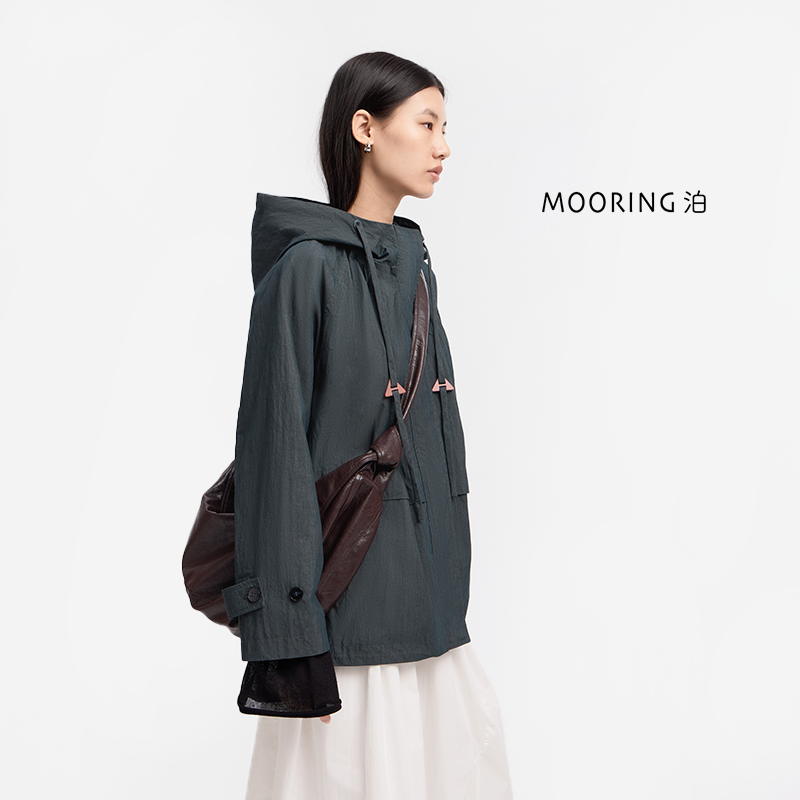 MOORING泊 连帽风衣外套户外工装夹克一手长女上衣