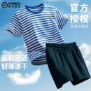 正品海魂衫男夏季体能训练服短袖套装圆领衫透气t恤蓝白条纹上衣