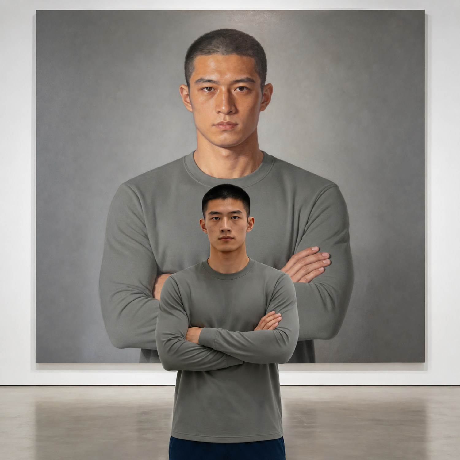 运动长袖圆领衫春秋吸汗透气上衣户外跑步健身速干服灰绿上衣T恤
