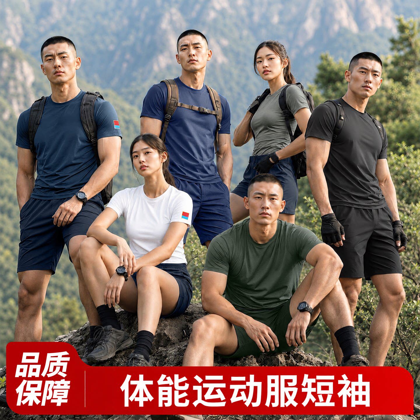 体能运动服短袖短裤训练套装T恤男短袖女夏透气多色健身情侣套装