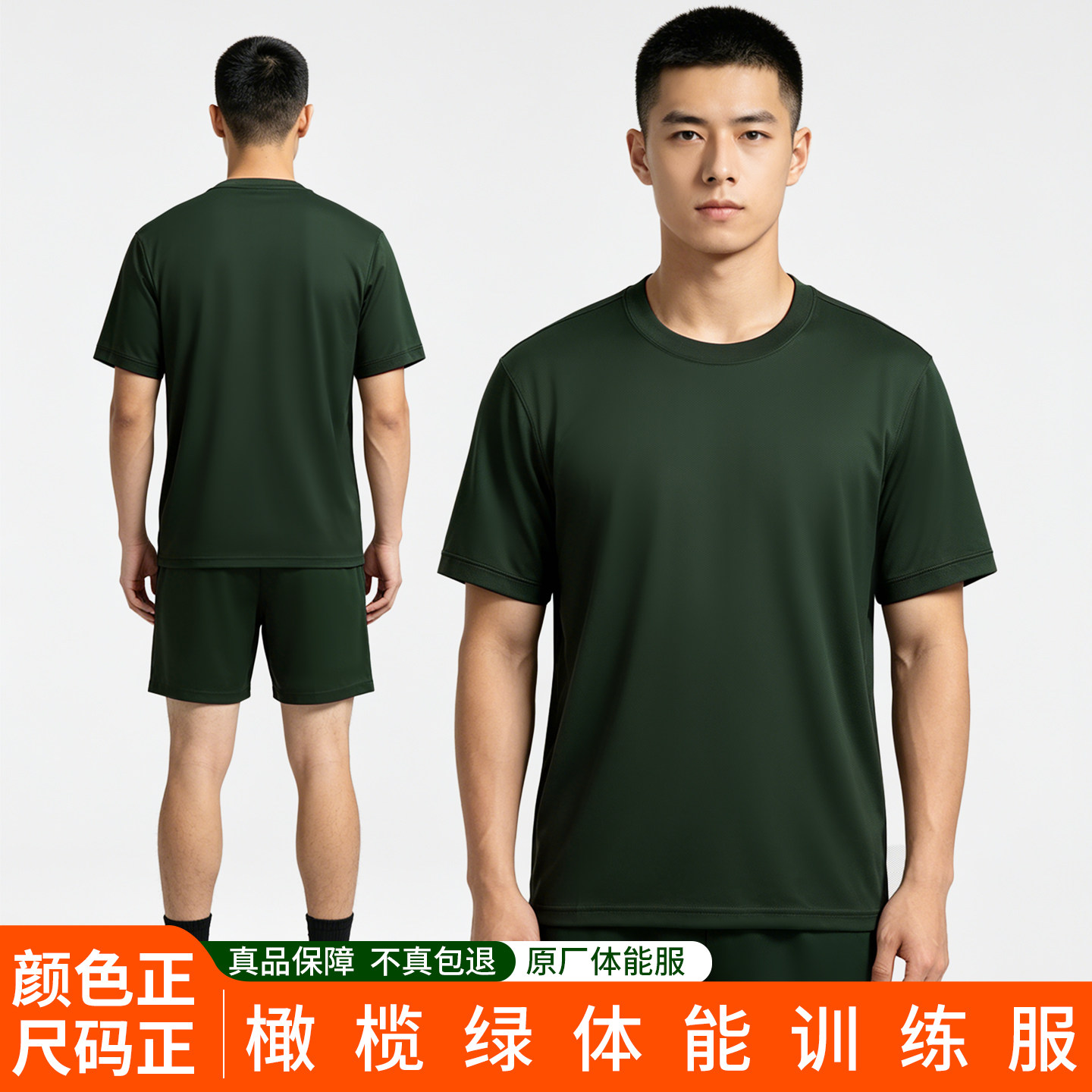 正品短袖体能训练服套装男士夏季运动T恤橄榄绿速干透气上衣短裤