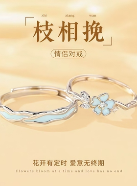 枝相挽情侣对戒2025新款小众礼物