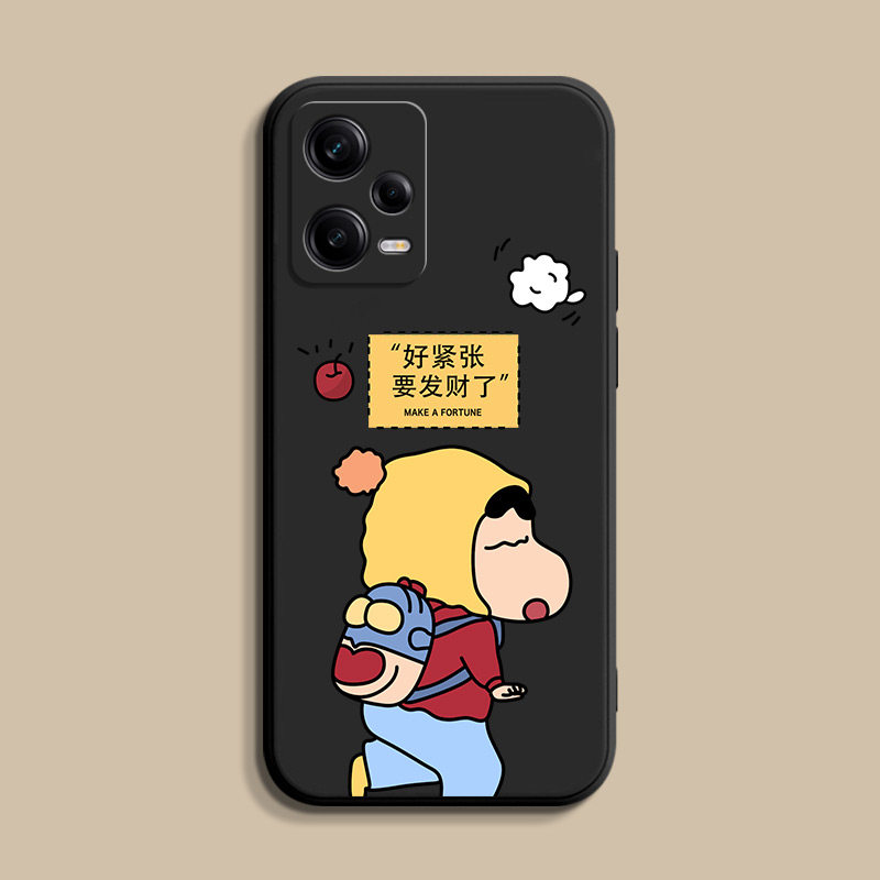 蜡笔小新红米note12turbo手机壳可爱redminote12极速版新款小米12保护套熊猫12C硅胶5G全包防摔12R软外壳男女