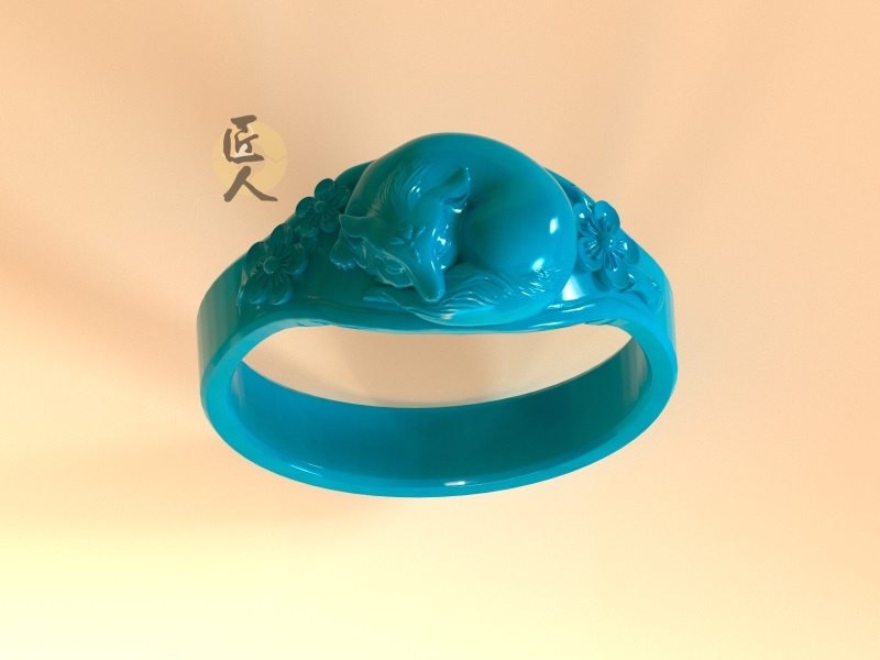 定制款绿松石狐狸戒指指环吊坠散珠原石加工雕刻DIY
