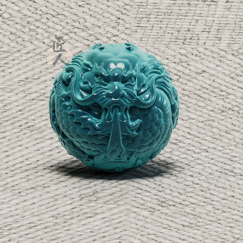湖北绿松石龙珠兽珠貔貅珠吊坠挂件背云DIY配饰雕刻件加工