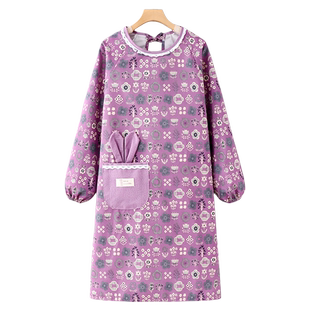 时尚长袖围裙女2026新款纯棉工作服罩衣厨房家用可爱夏季薄款做饭