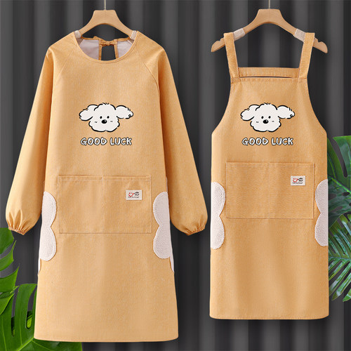 长袖定制印字围裙工作服罩衣