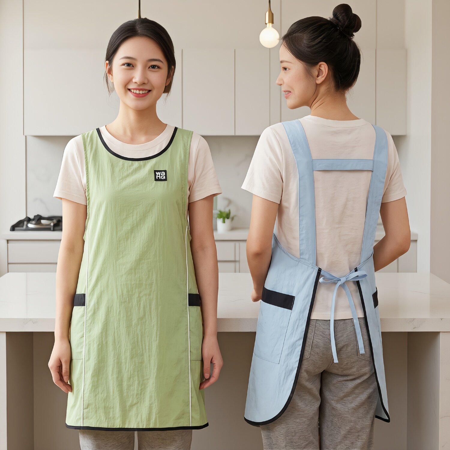 夏季轻薄透气耐脏背带围裙女