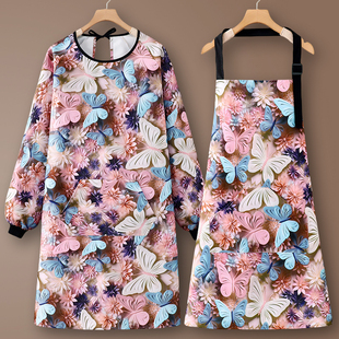 女士围裙长袖防油防水中式罩衣厨房家用2026新款做饭上班专用网红