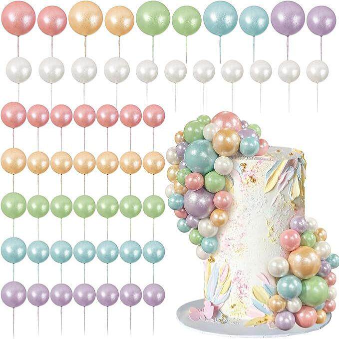 56件蛋糕球精选彩色球形蛋糕生日派对婚礼装饰糖果系列六种颜色