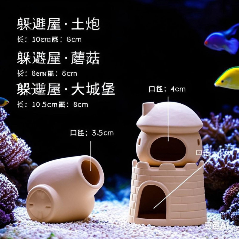 躲避屋鱼缸造景虾屋版鱼小陶罐慈鲷屋异形鱼产卵罐繁殖罐