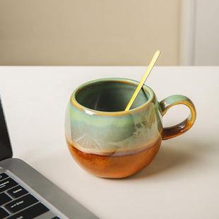 咖啡杯陶瓷杯子高颜值马克杯带盖带勺子水杯家用早餐杯大容量
