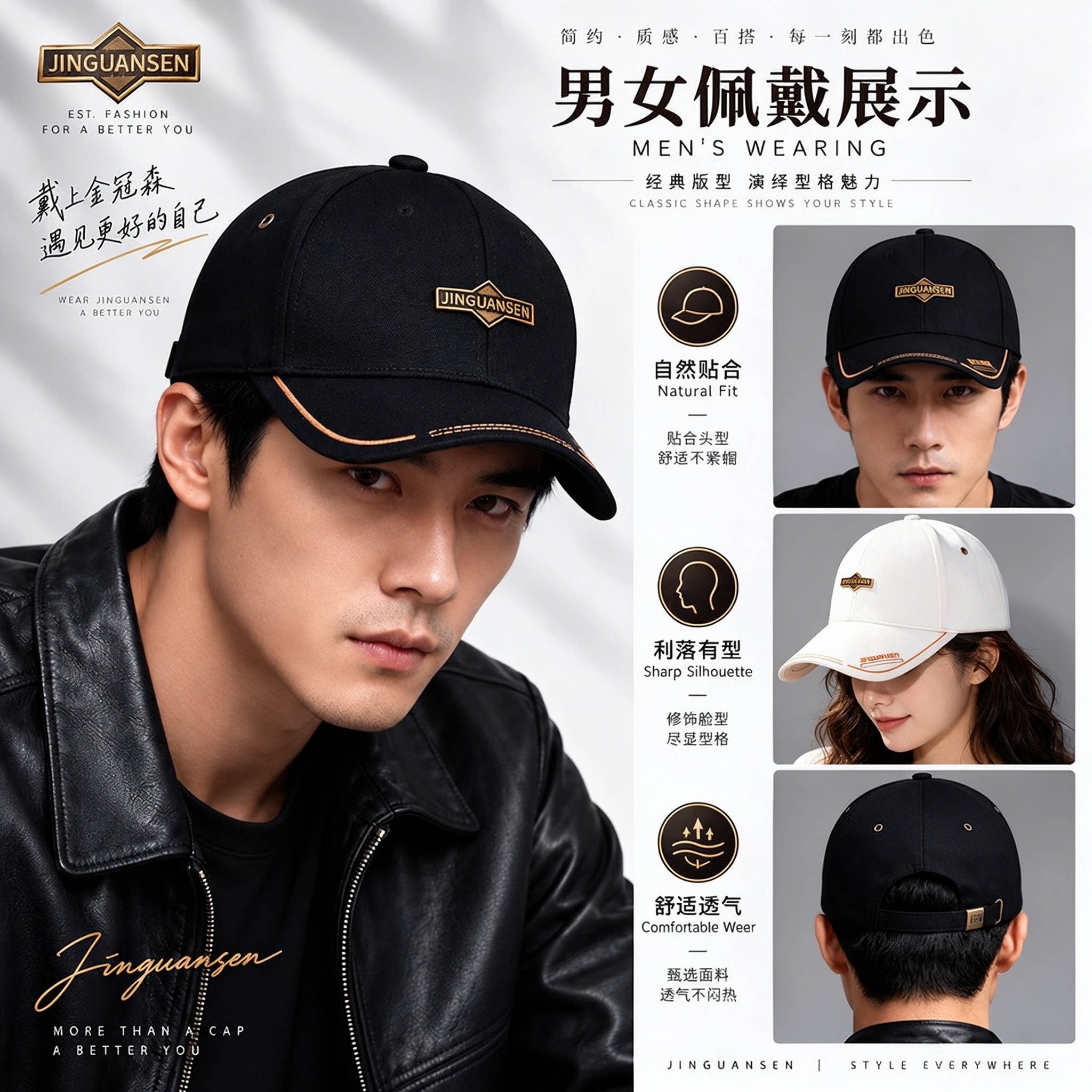 金冠森秋季新品加大加深显脸小棒球帽休闲时尚百搭韩版潮流男女款