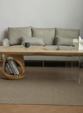 式茶实木大板桌亚克力悬浮茶日几QIM小炕户型茶台原木桌家用客厅